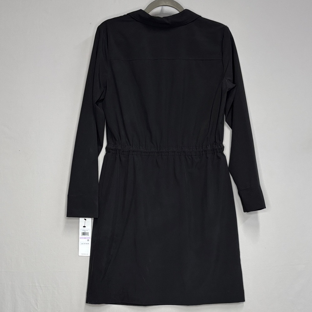 Calvin Klein Black Long-Sleeve Shirt Dress with Drawstring Waist - Picture 3 of 4